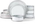 Stoneware Dinnerware Set for 4 - Rustic Terracotta Bottom, 12 Piece