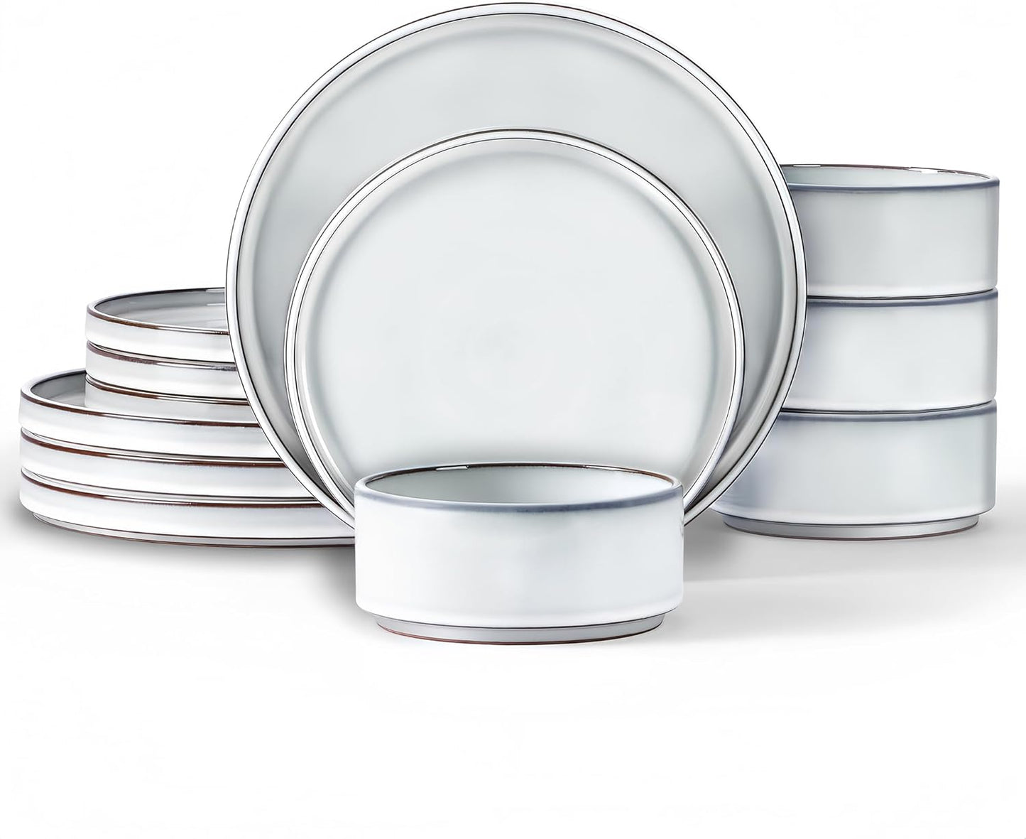 LIANYU Stoneware Dinnerware Set for 4, 12 Piece Dishware