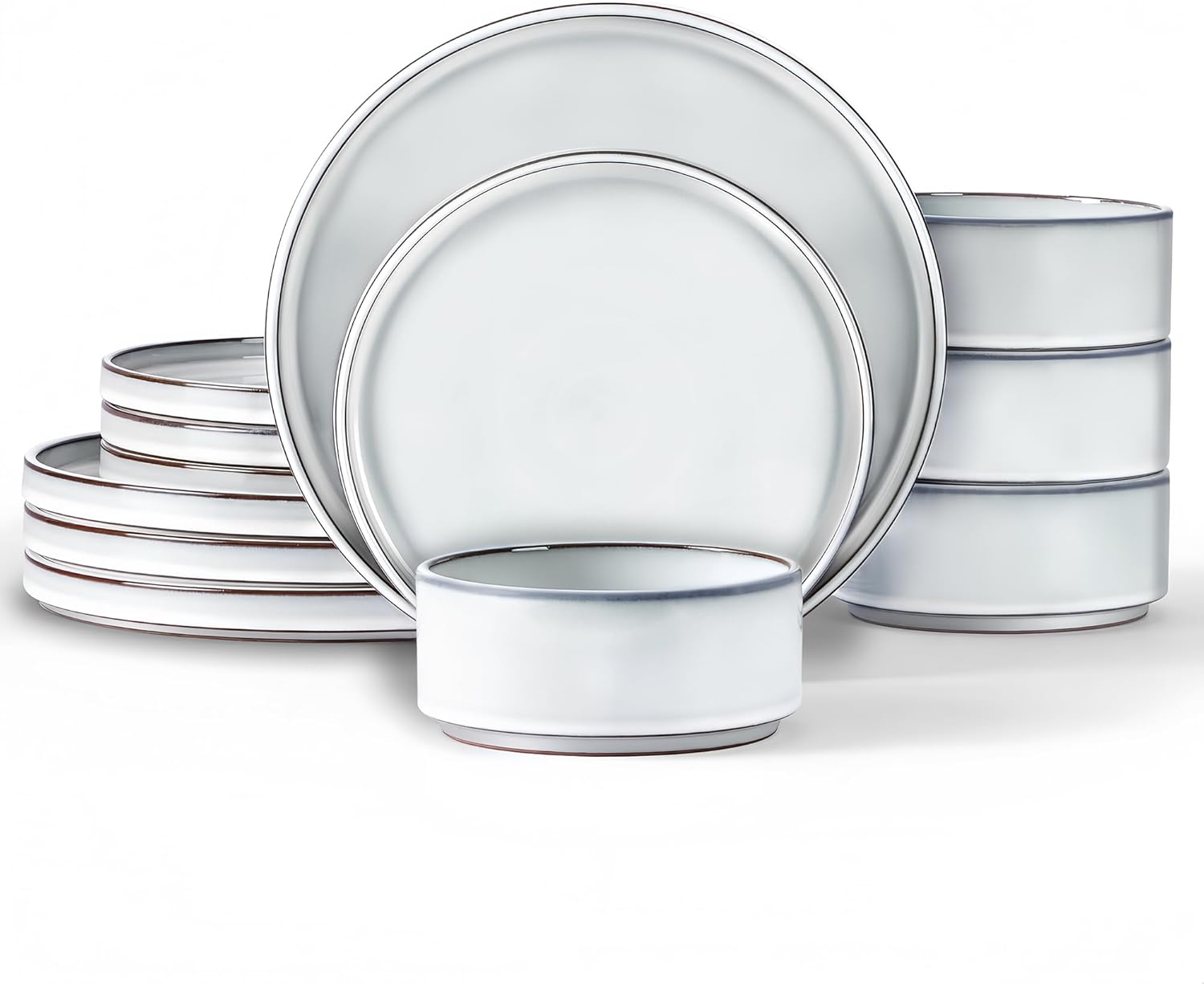 LIANYU Stoneware Dinnerware Set for 4, 12 Piece Dishware
