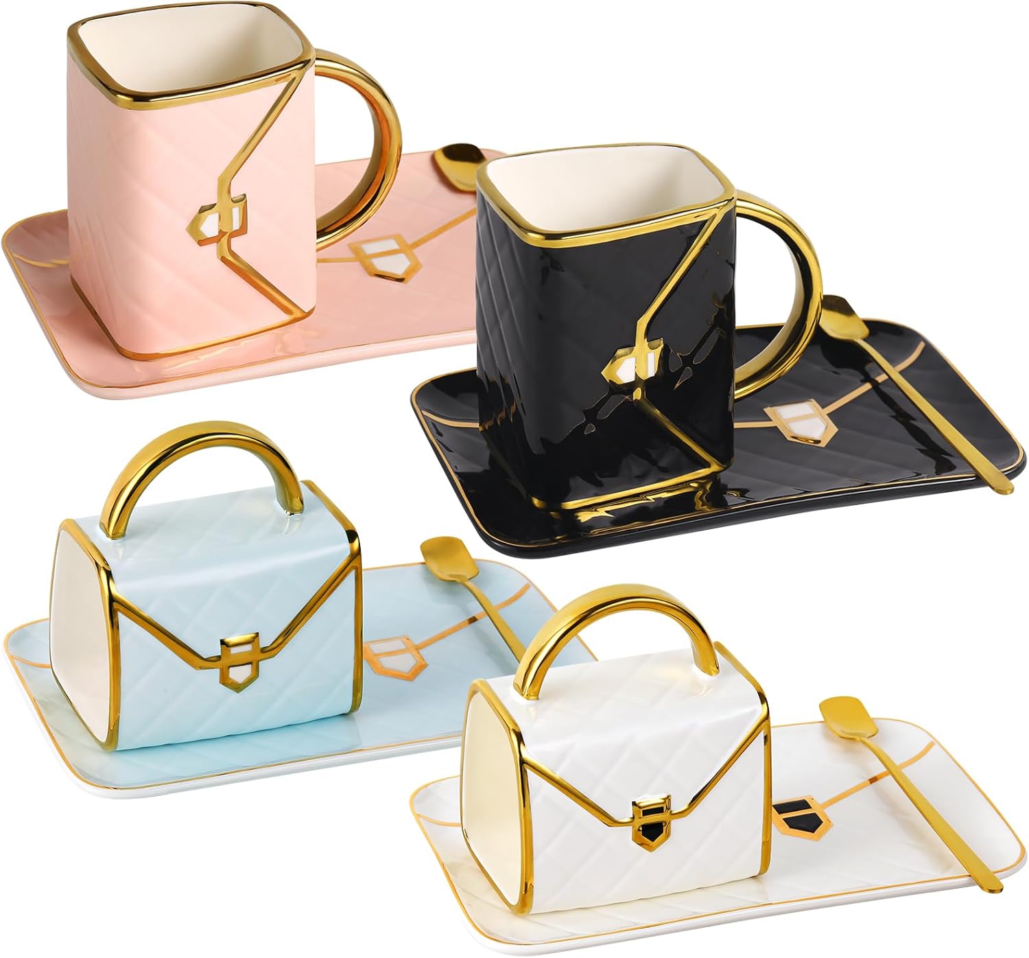 Handbag Coffee Mug Set of 4 - Cute Creative Design for Gifts