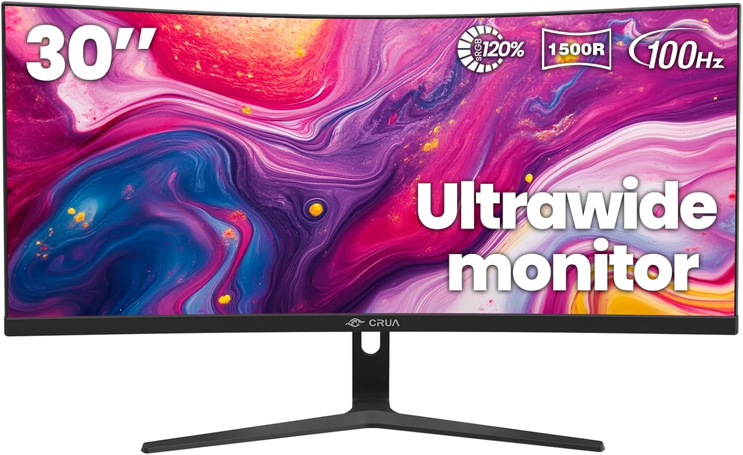 CRUA 30-Inch Ultrawide Curved Gaming Monitor for Immersive Play