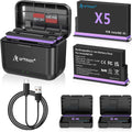 Artman Insta 360 X5 Battery (2 Pack) with 2-Slot USB-C Fast Charger
