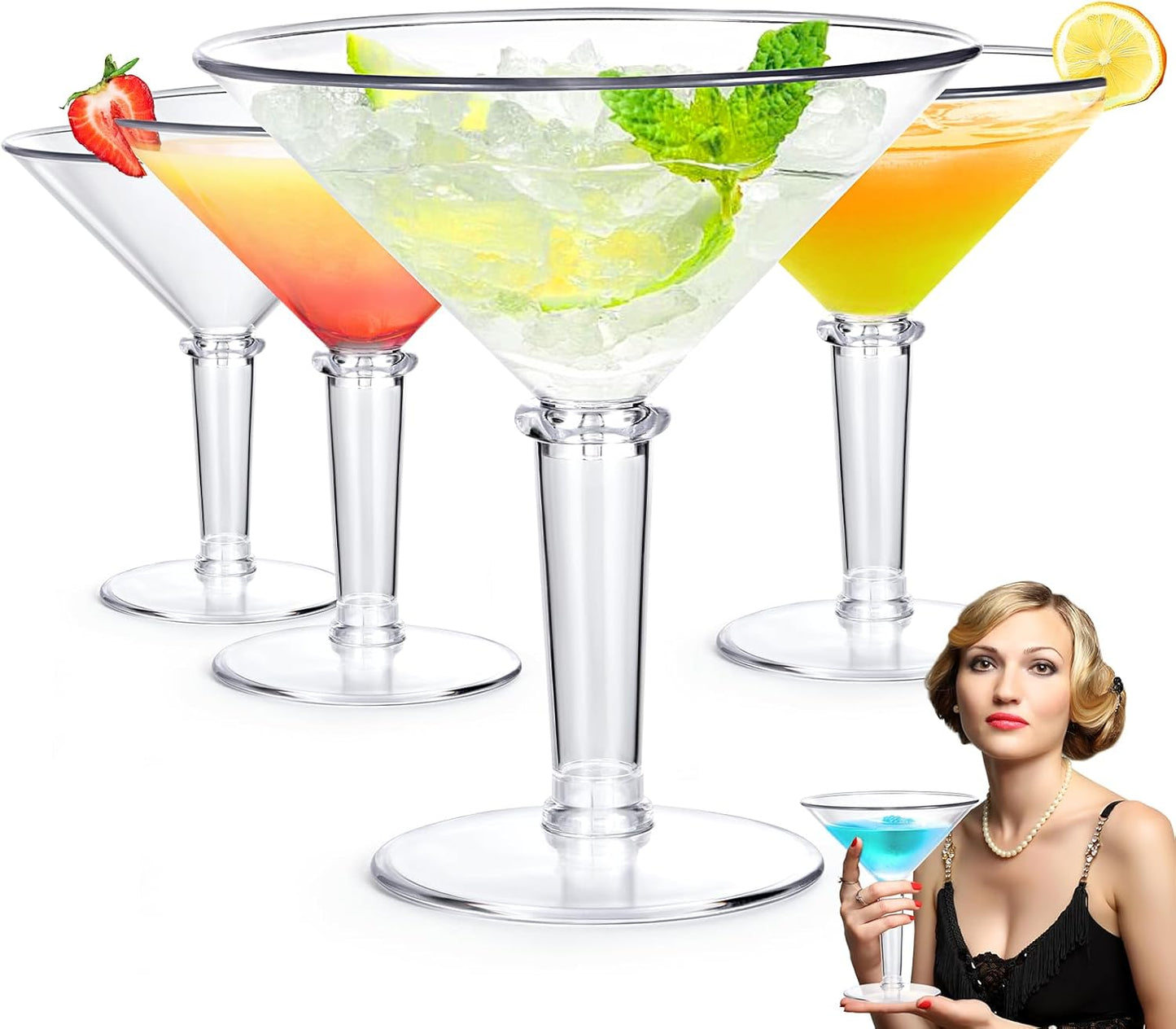 Unbreakable Jumbo Martini Glasses Set of 4 for All Events