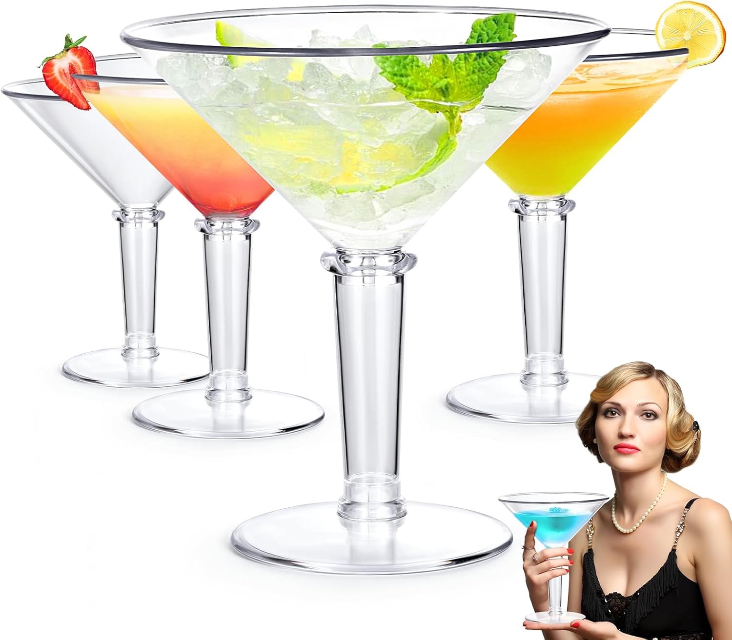 Unbreakable Jumbo Martini Glasses Set of 4 for All Events