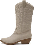 Faux Suede Women's Round Toe Stacked Heel Ankle Bootie - Comfortable