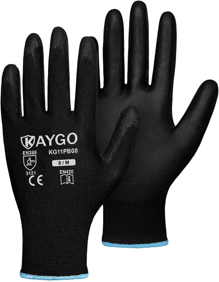 KAYGO Safety Work Gloves PU Coated for General Duty Tasks
