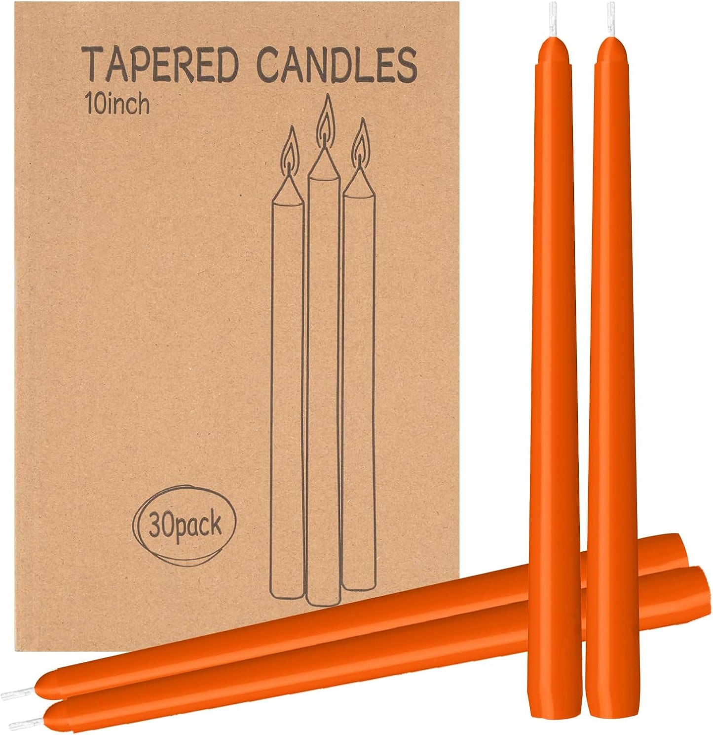 Elegant 30 Pack Orange Taper Candles for Home Decor & Events