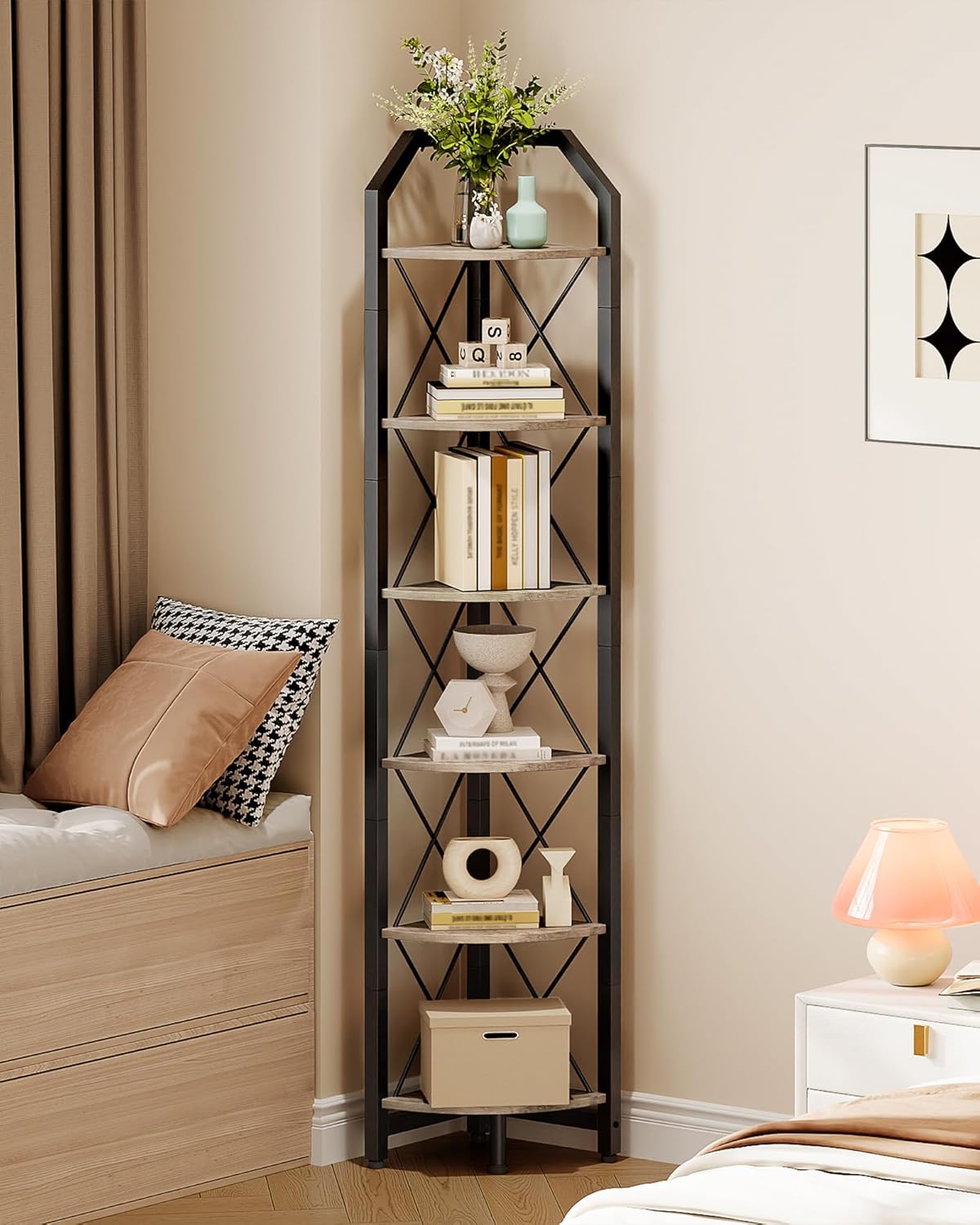 6-Tier Corner Shelf for Stylish Storage in Any Room