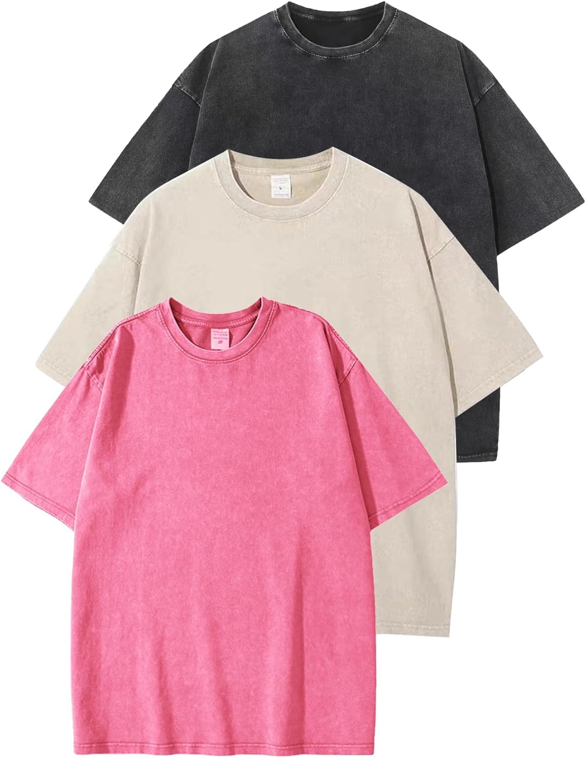 Flygo 3 Pack Men Oversized T Shirts for Casual Streetwear