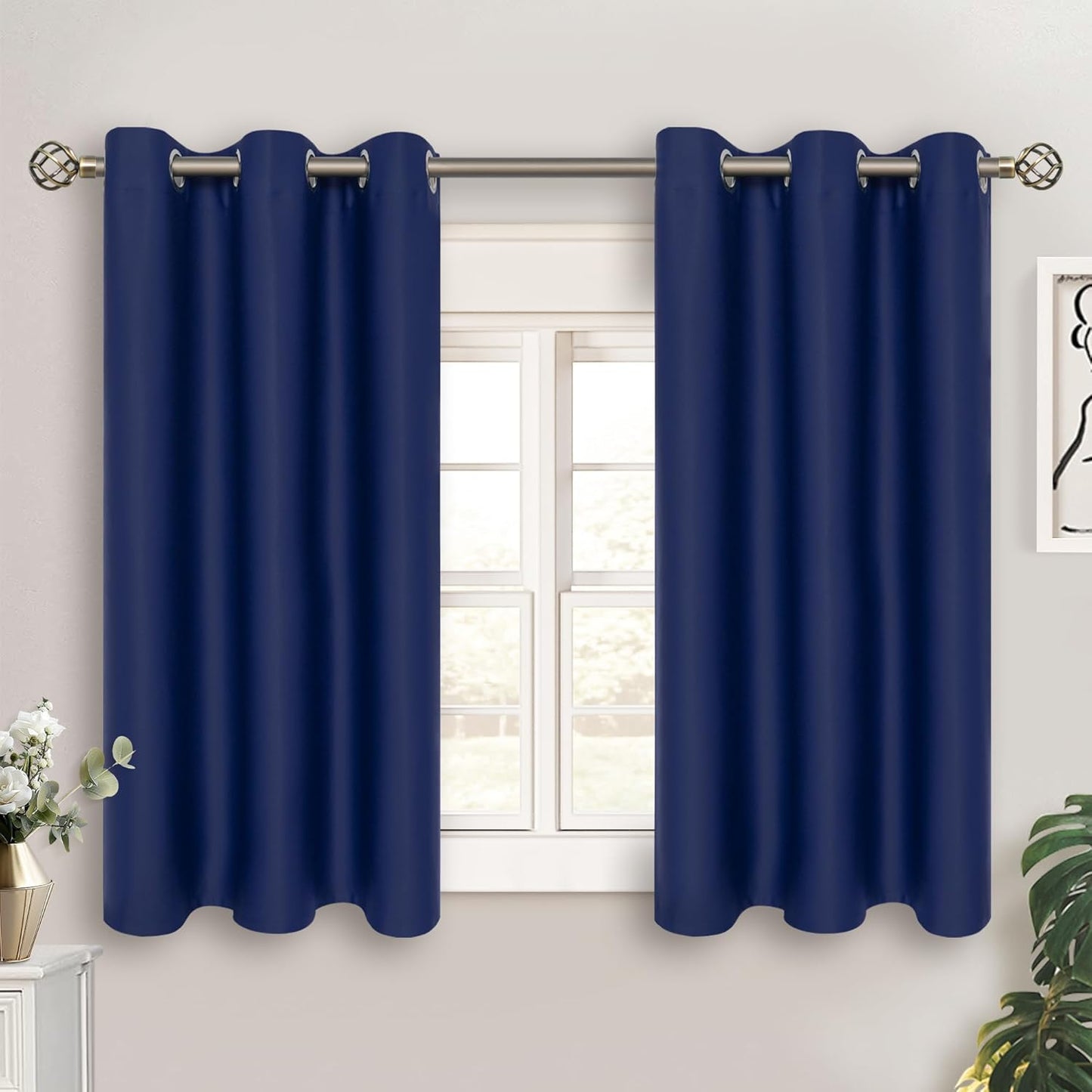 BGment Navy Blackout Curtains 38x45 - Sun Blocking Kitchen Bedroom