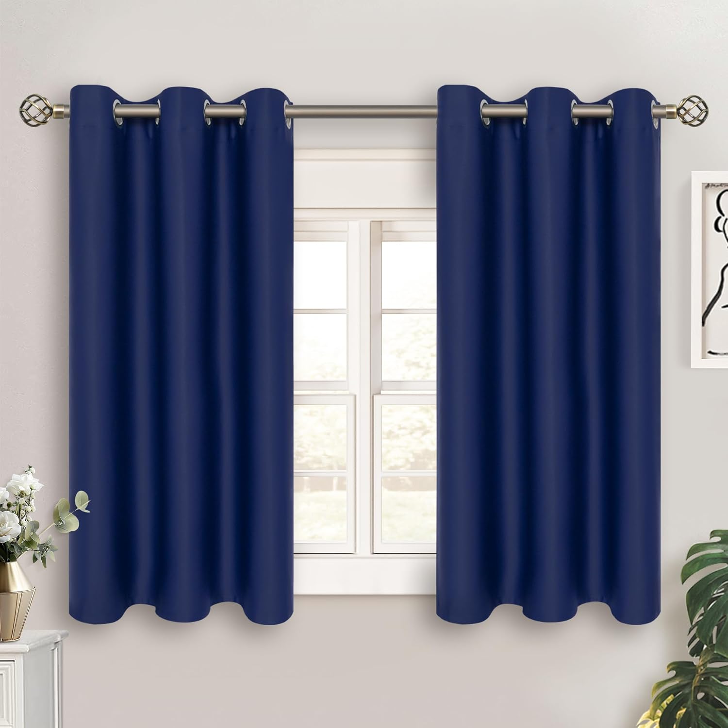BGment Navy Blackout Curtains 38x45 - Sun Blocking Kitchen Bedroom
