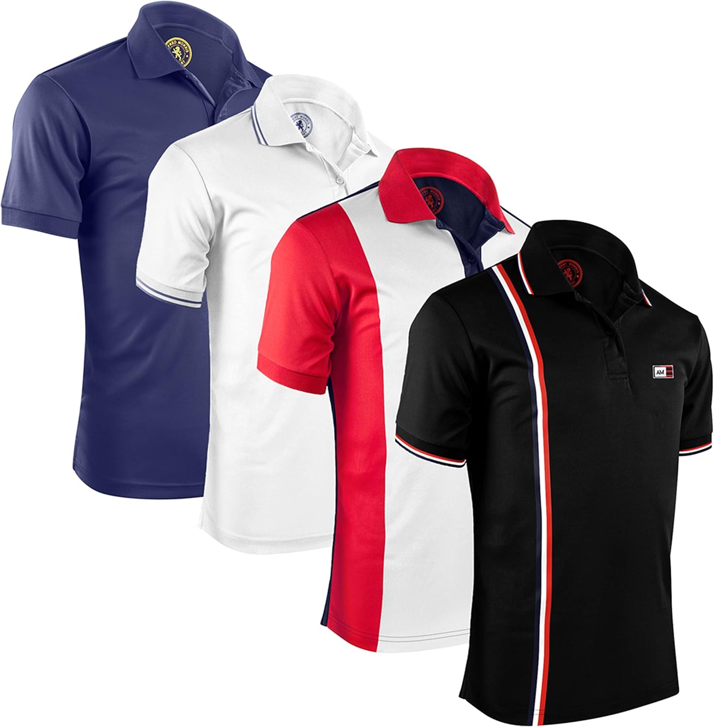 Stylish Albert Morris Mens Striped Short Sleeve Polo Shirts 4 Pack