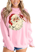 Vintage Christmas Fleece Sweatshirt for Women - Retro Santa Design