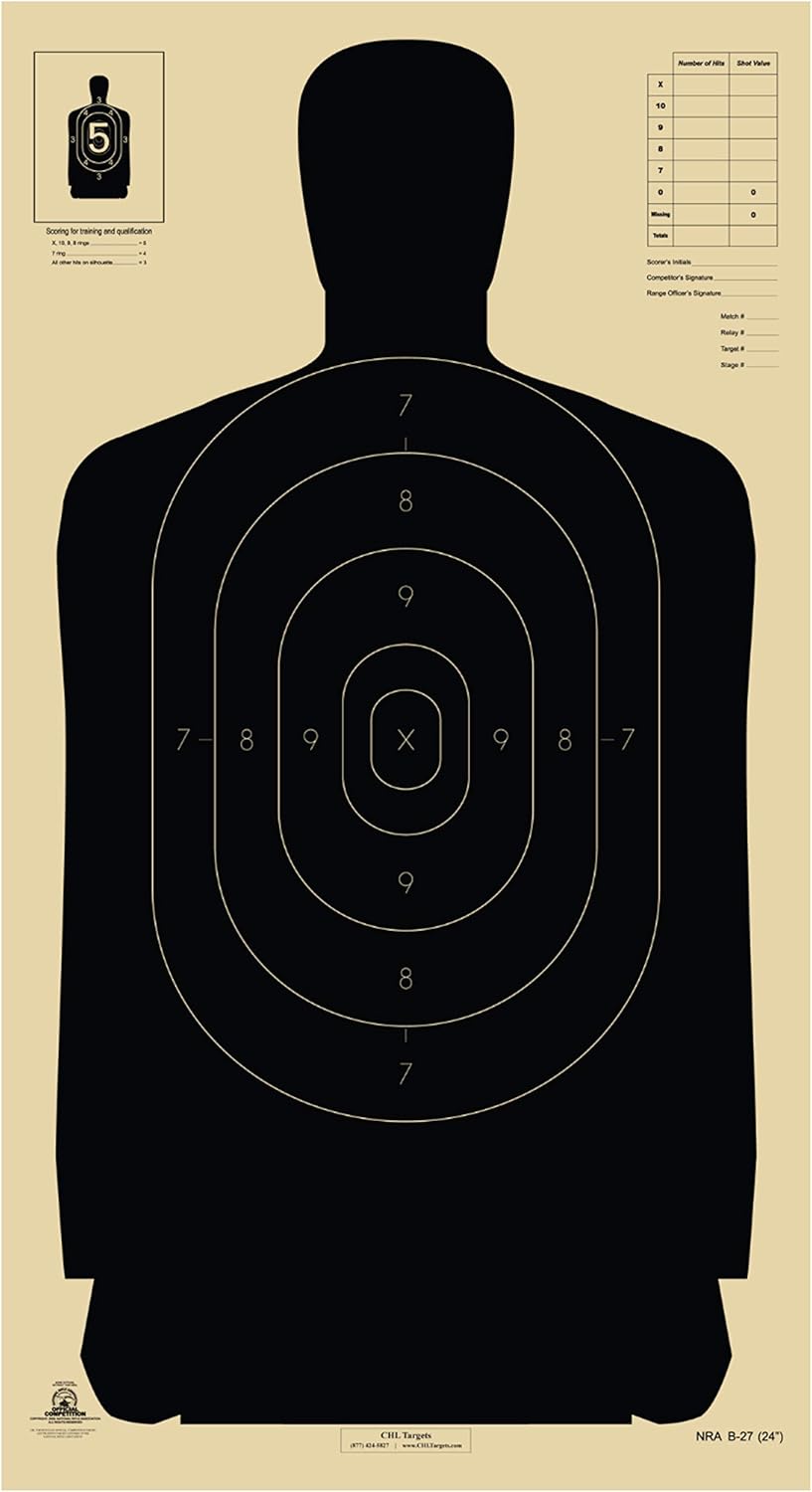 Official B-27 NRA Police Silhouette Shooting Target for Range