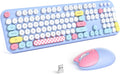 Light Blue Mix Wireless Keyboard and Mouse Combo - Retro Full-Size