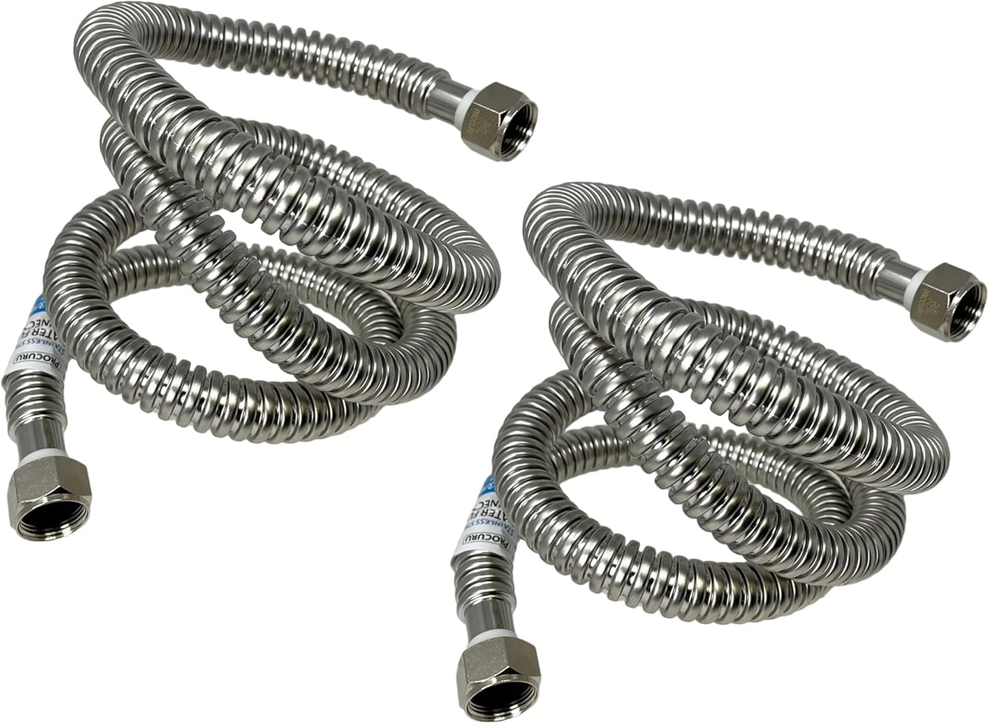 PROCURU 2-Pack 3/4 inch FIP x 72 inch Stainless Steel Connectors
