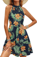 Women's Halter Neck Floral Summer Sundress - Fit and Flare