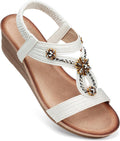 Wedge Sandals Flower Low Heel Dressy Sandals - Comfortable Support is
