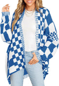 Womens Checkered Sweater Color Block Plaid Cardigan (Style ZT8Q)