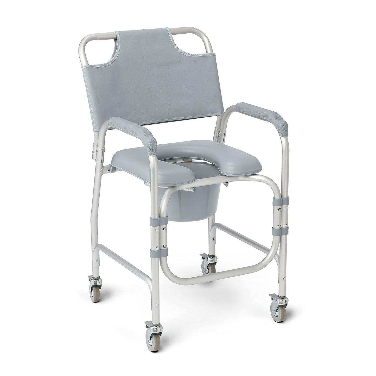 Medline Shower Chair Commode: 4 Locking Casters, 300 lbs. Capacity