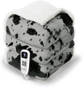 Cow Print Heated Blanket Full with 10 Heat Levels - Cozy Fleece Sherpa