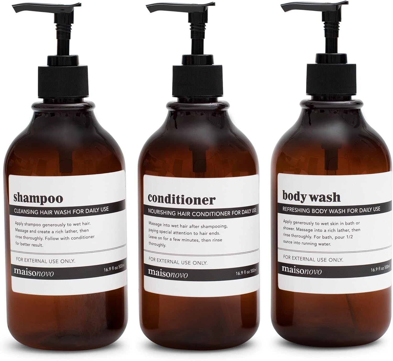Refillable Amber Bottles for Luxury Haircare | Set of 3