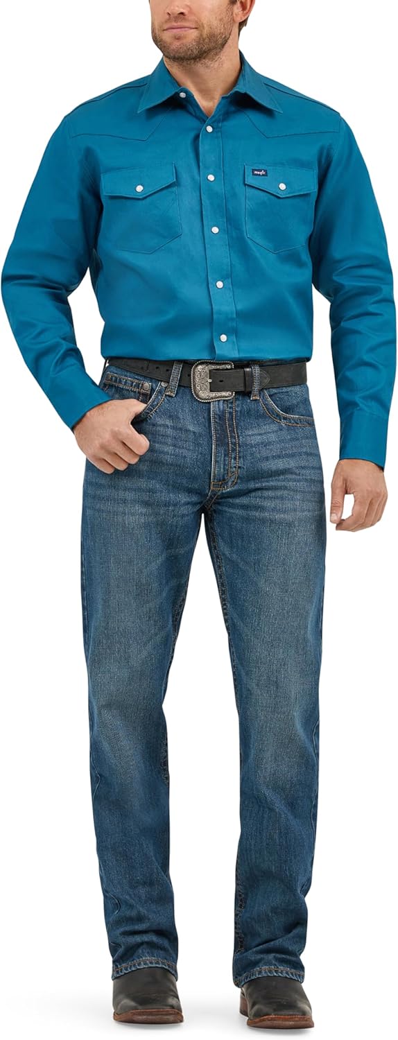 Wrangler Men's Cowboy Cut Western Chambray Long Sleeve Shirt