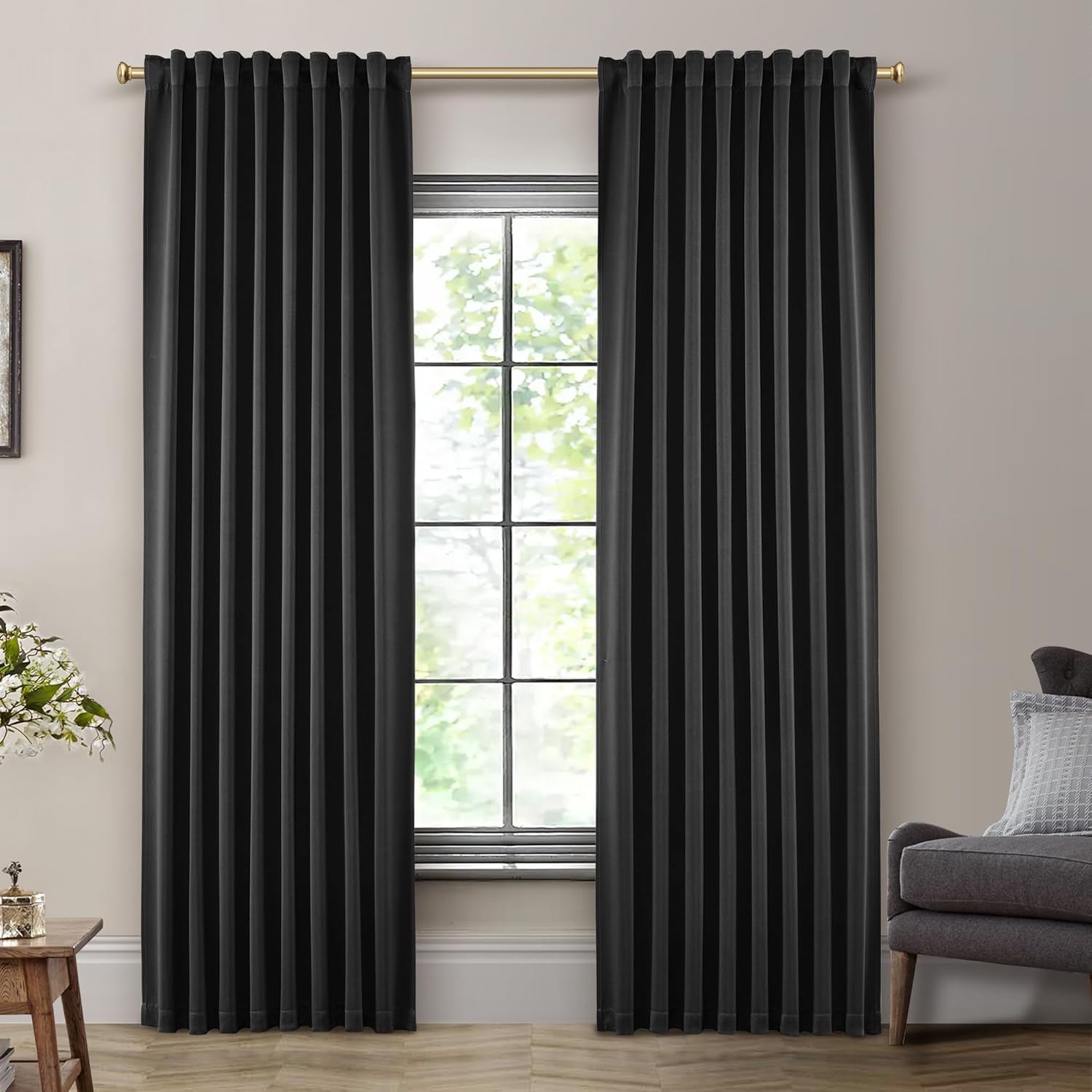 SHINELAND Blackout Thermal Curtains for Summer Heat, 84 in Long
