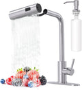 Brushed Nickel Kitchen Faucet with Pull Down Sprayer - Smooth One-Hand