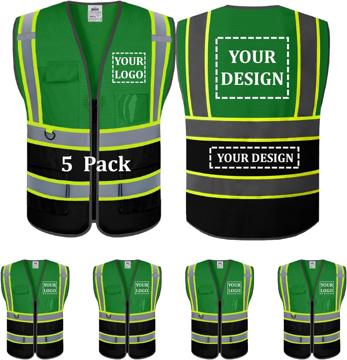 Custom Safety Vest with Pockets for High Visibility Workwear