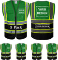 Custom Safety Vest 5 Pack Class 2 Reflective Mesh Vests - Logo Ready