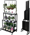 Foldable 4-Tier Plant Stand with Wheels - Space-Saving Rack