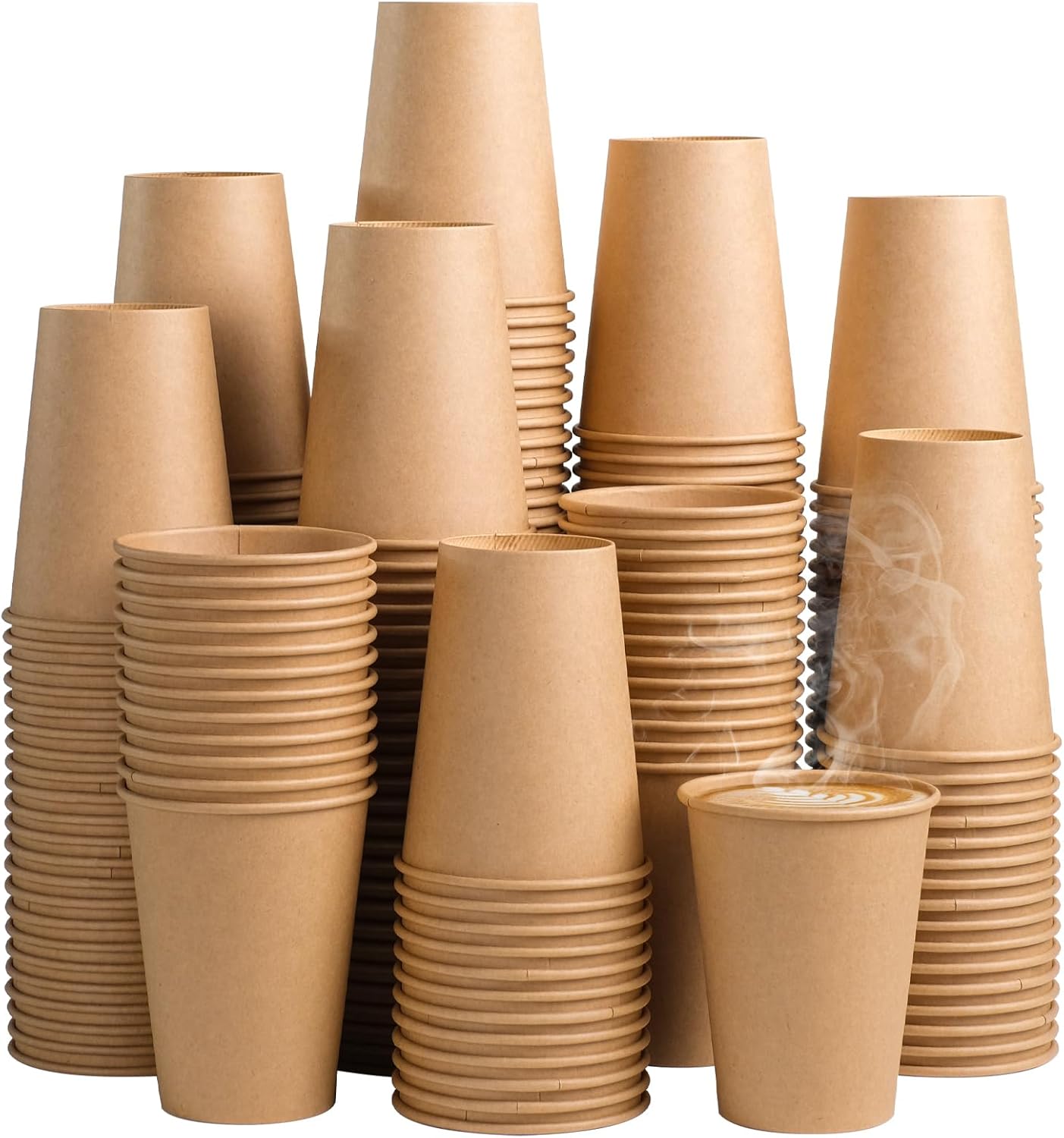 300 Pack 12 oz Kraft Paper Cups - Eco-Friendly & Durable