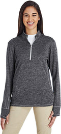 Women's Brushed Terry Heathered Quarter-Zip Pullover - Comfortable