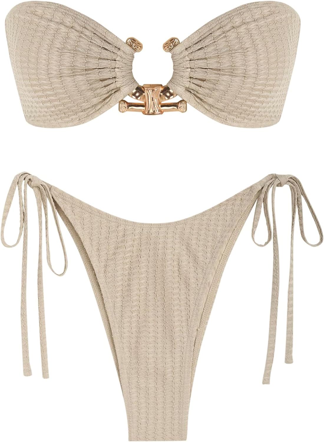 ZAFUL Metal Ring Bandeau Bikini Set for Stylish Beach Days