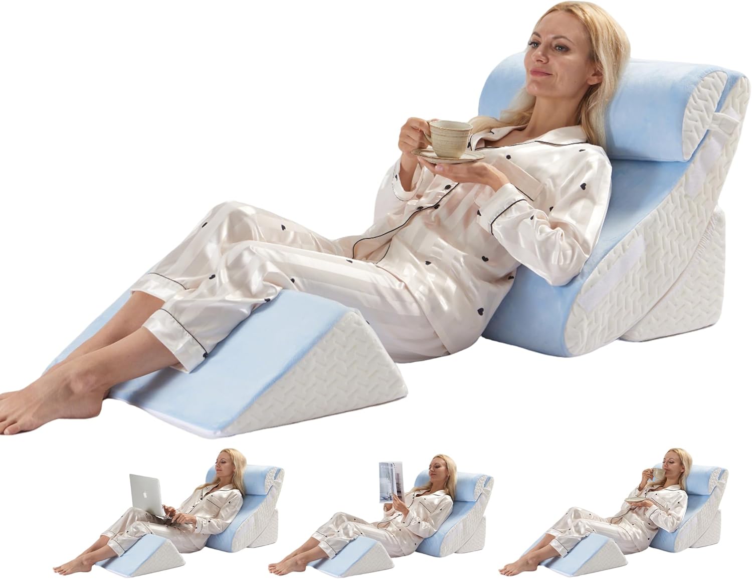 4PCS Bed Wedge Pillow Set for Back Pain and Recovery Relief