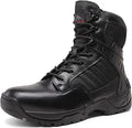 Men's Tactical Motorcycle Combat Boots with Side Zipper - Durable