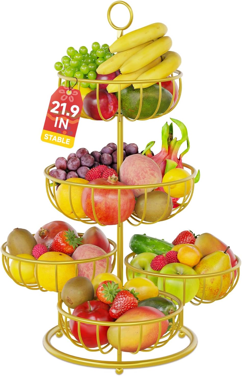 5 Tier Fruit Basket Stand for Counter - Stylish and Functional