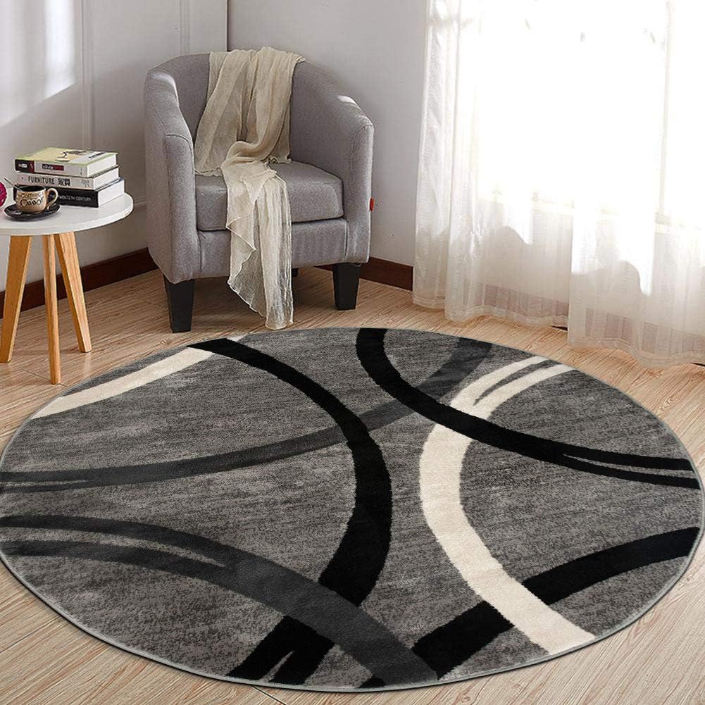 Wavy Circles Design Round Rug for Living Room or Bedroom