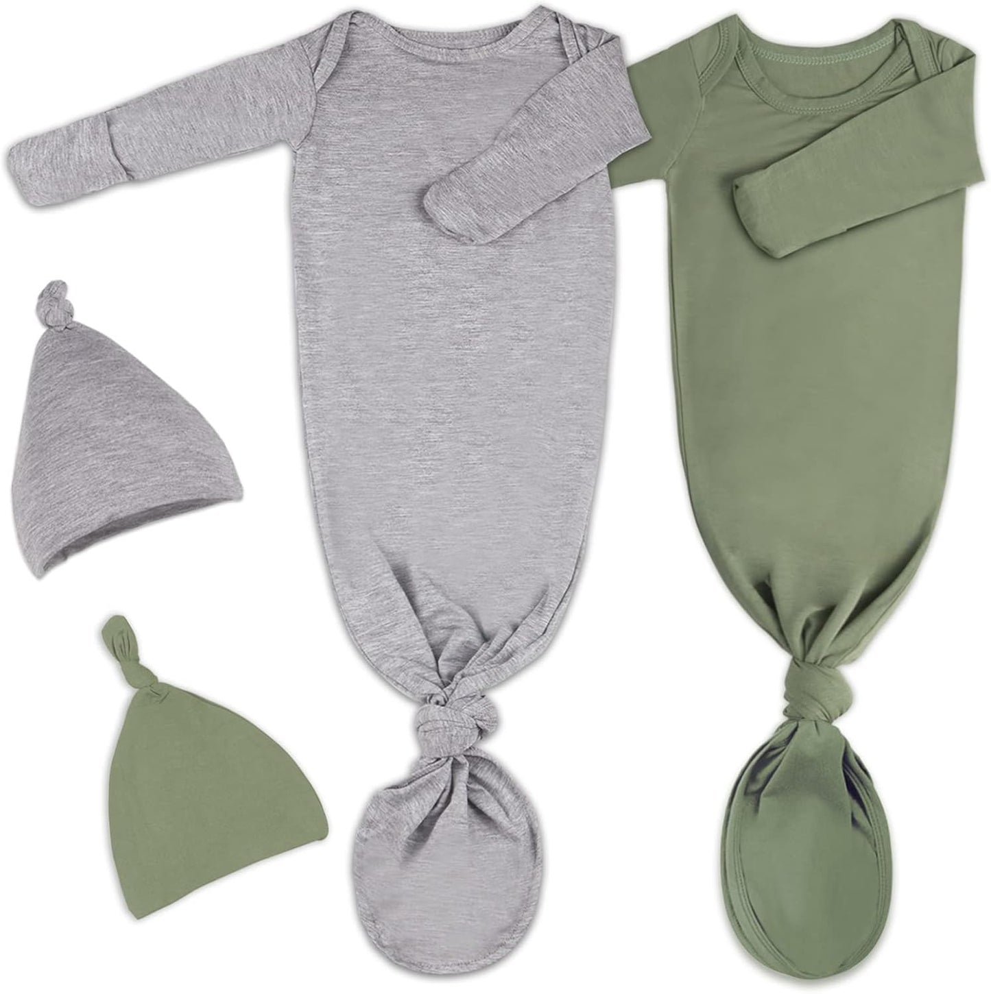 2Pack Knotted Gown Baby Outfit for Newborns - Soft & Cozy