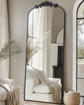 Antok Arched Full Length Mirror 65in x 24in - Retro Black Floor Mirror