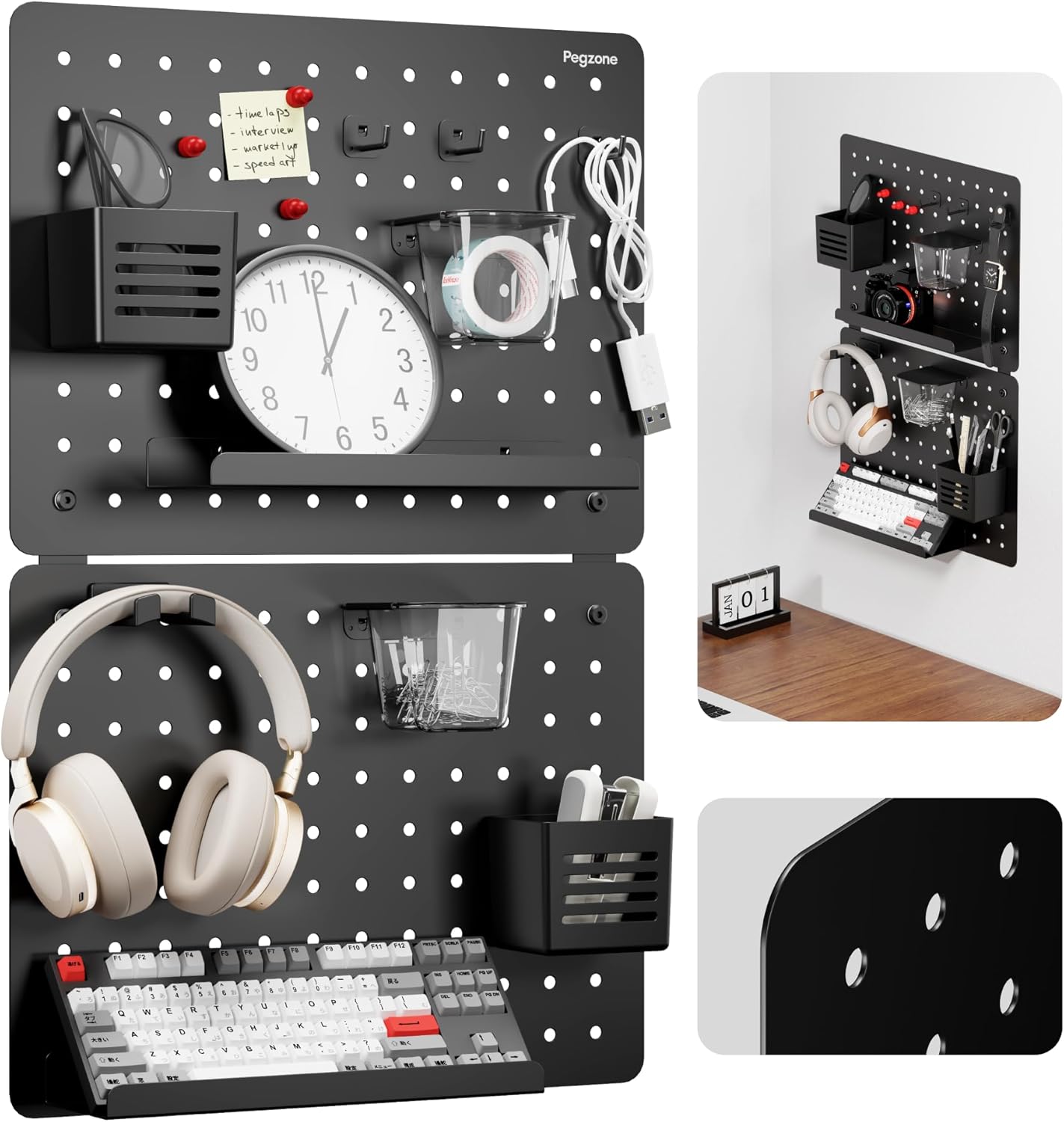 Pegboard Wall Organizer Kit with 13 Accessories for Home Use