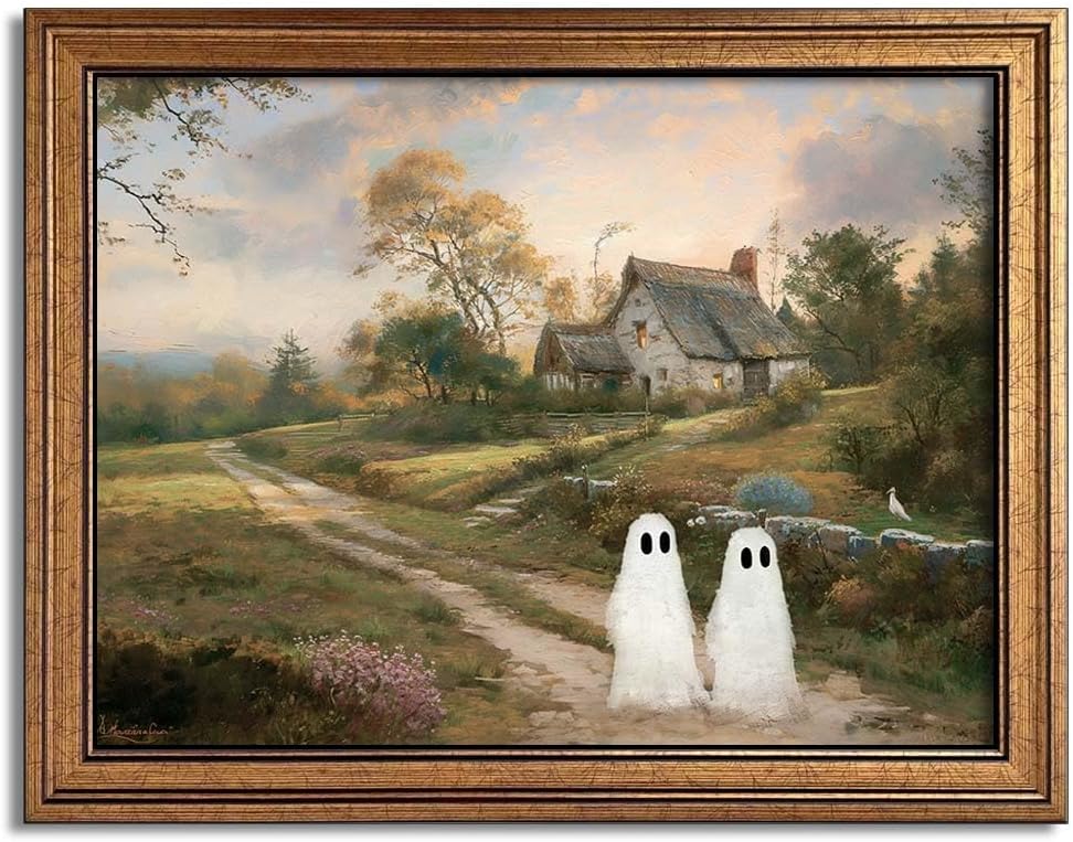Cute Ghost Halloween Wall Art for Vintage Home Decor