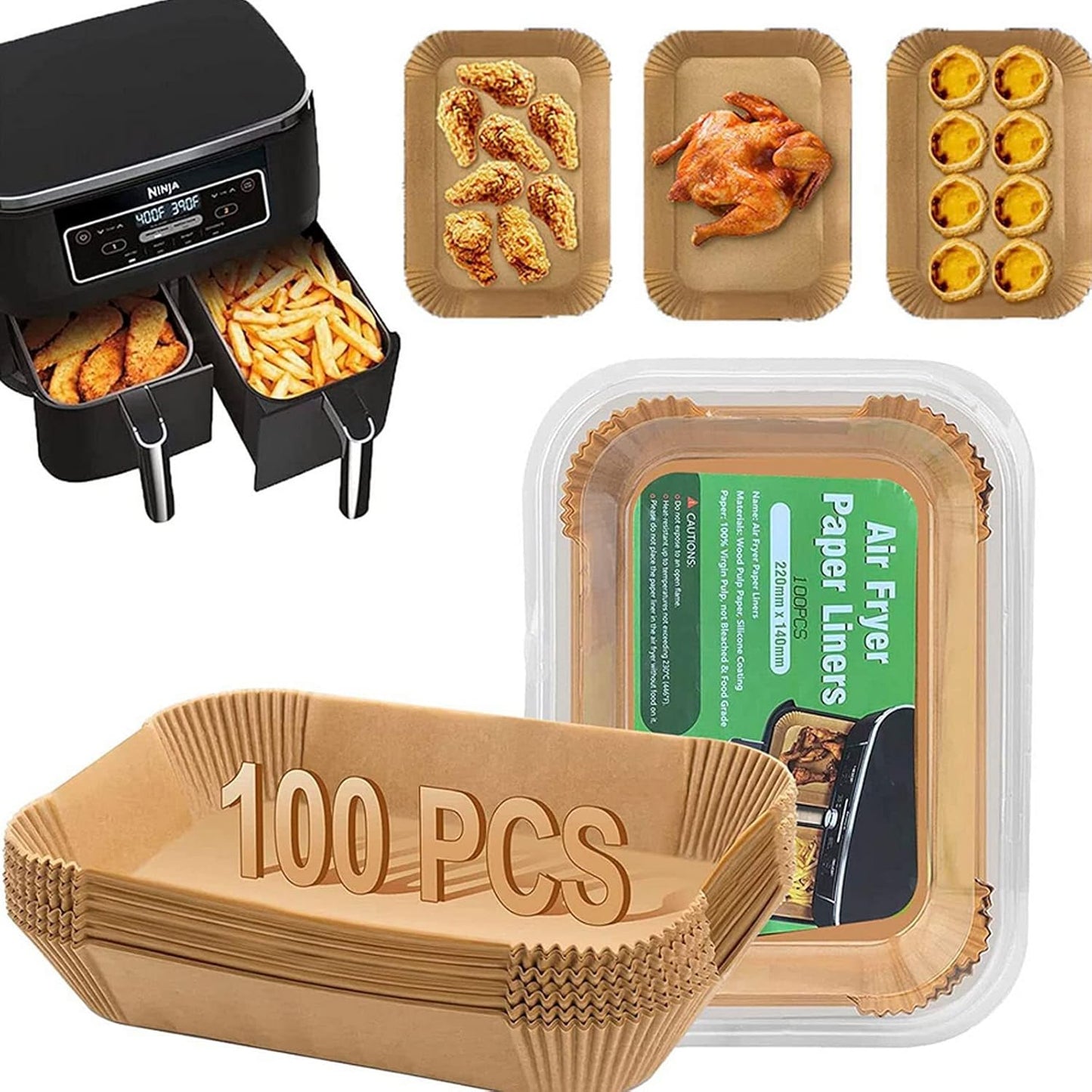 Ninja Air Fryer Liner: Non-Stick 125Pcs Parchment