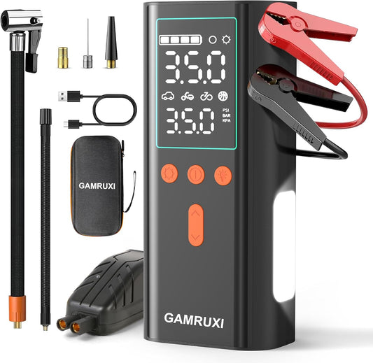 Ultimate Car Companion: 4000A Jump Starter & Air Compressor