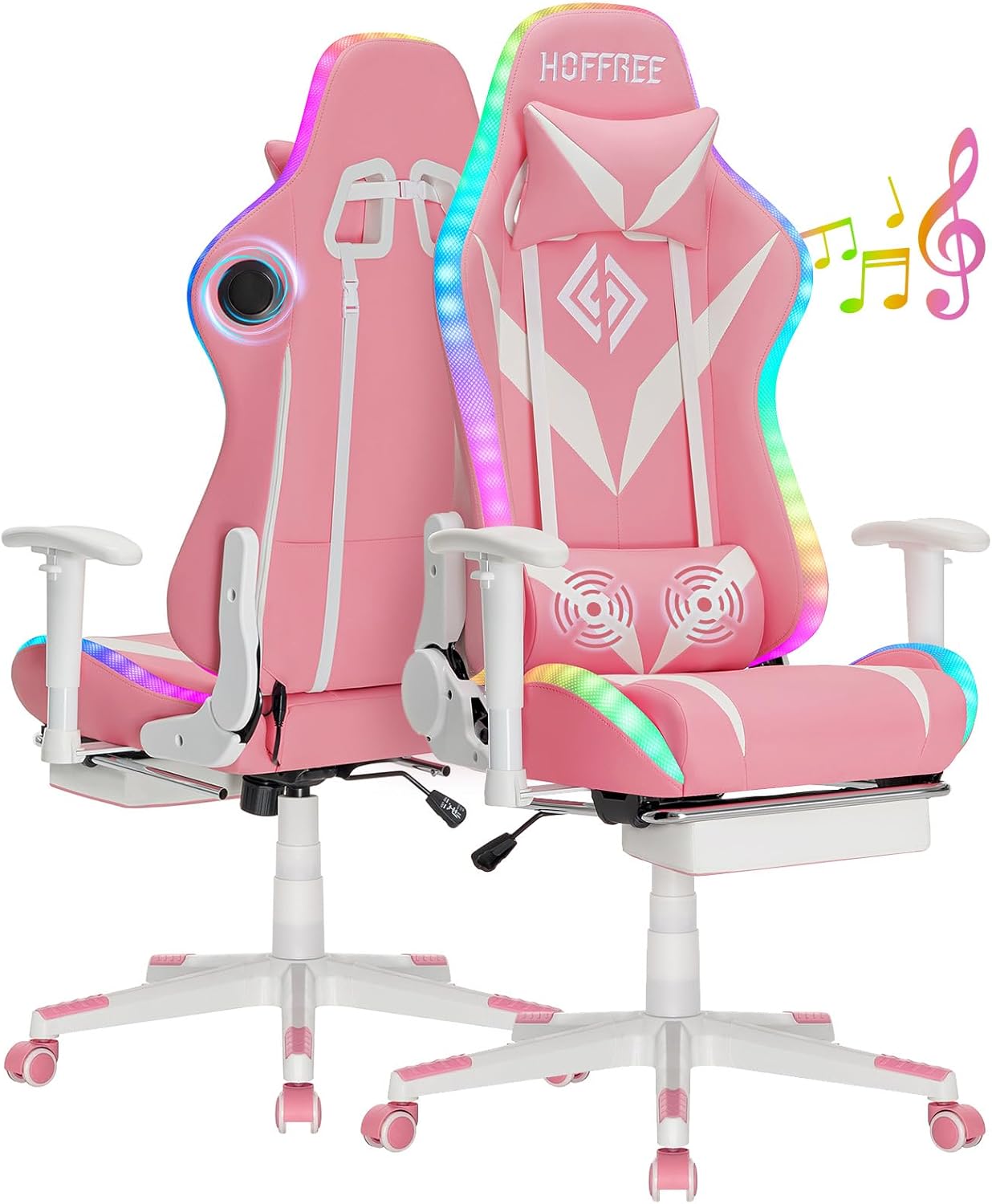 Hoffree Gaming Chair with Bluetooth & LED Lights - Ultimate Comfort