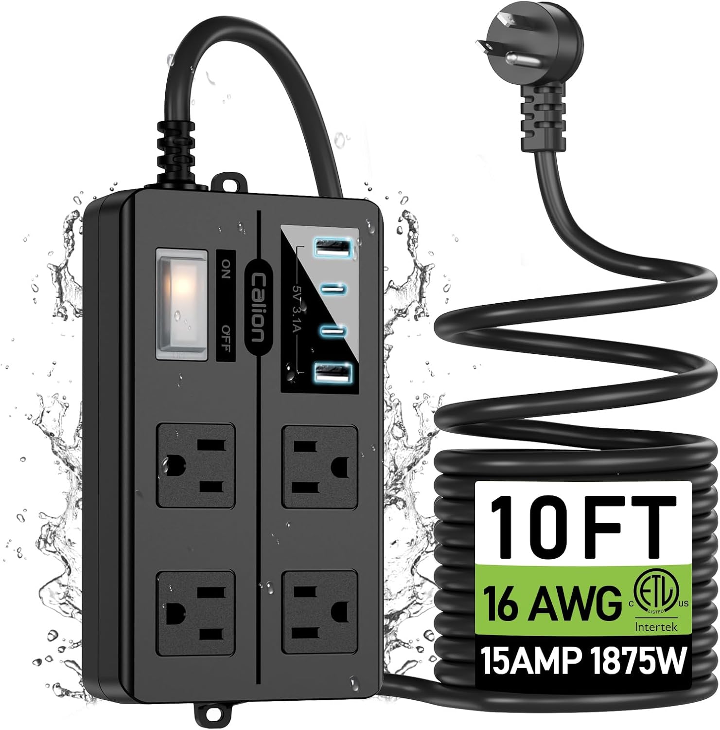 Outdoor Power Strip Weatherproof with USB Ports and Safety Features