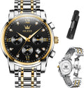 OLEVS Men's Luxury Watch Waterproof Stainless Steel Chronograph