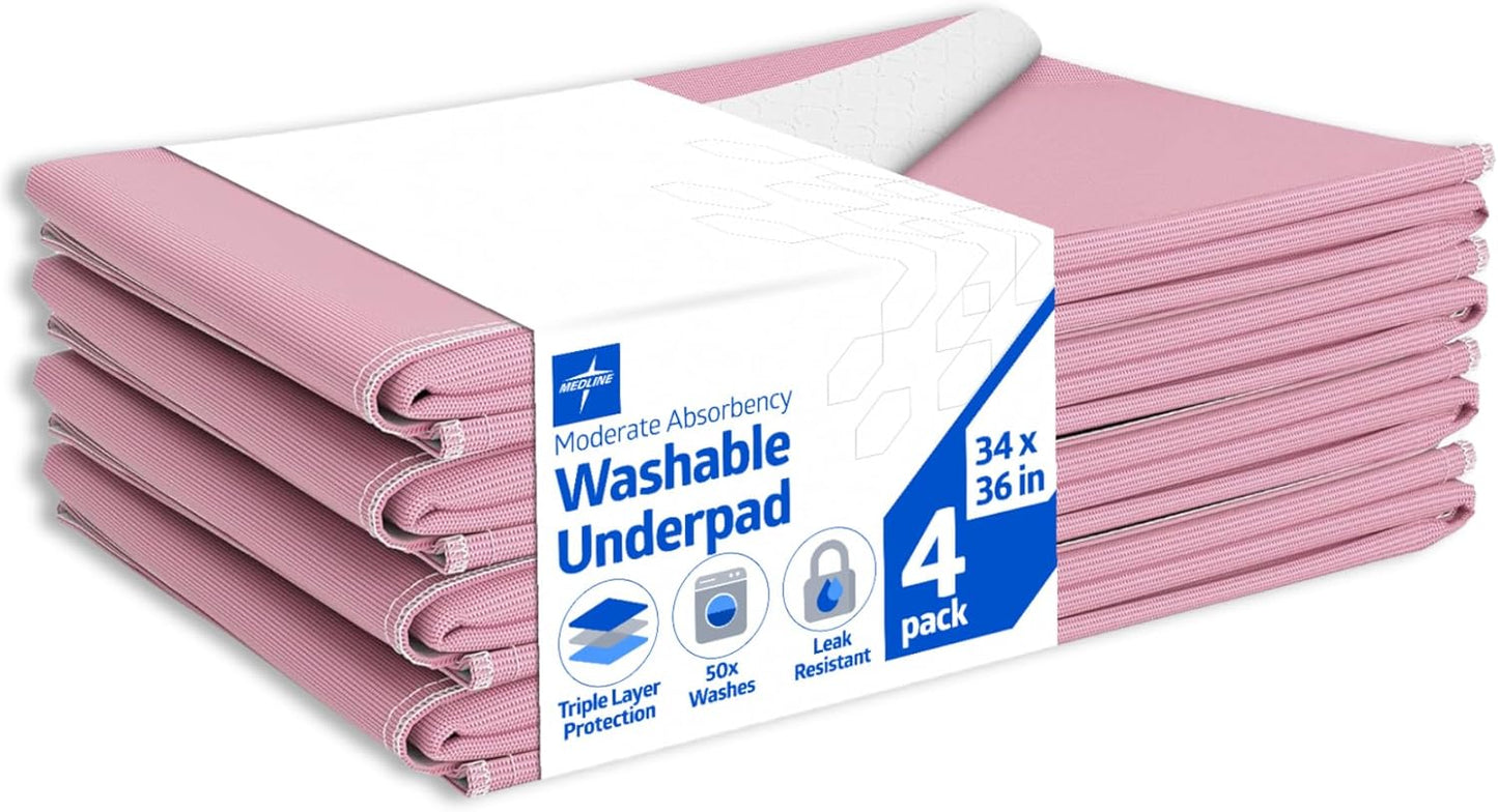 Medline Washable Bed Pads for Incontinence - Large 34 x 36 in