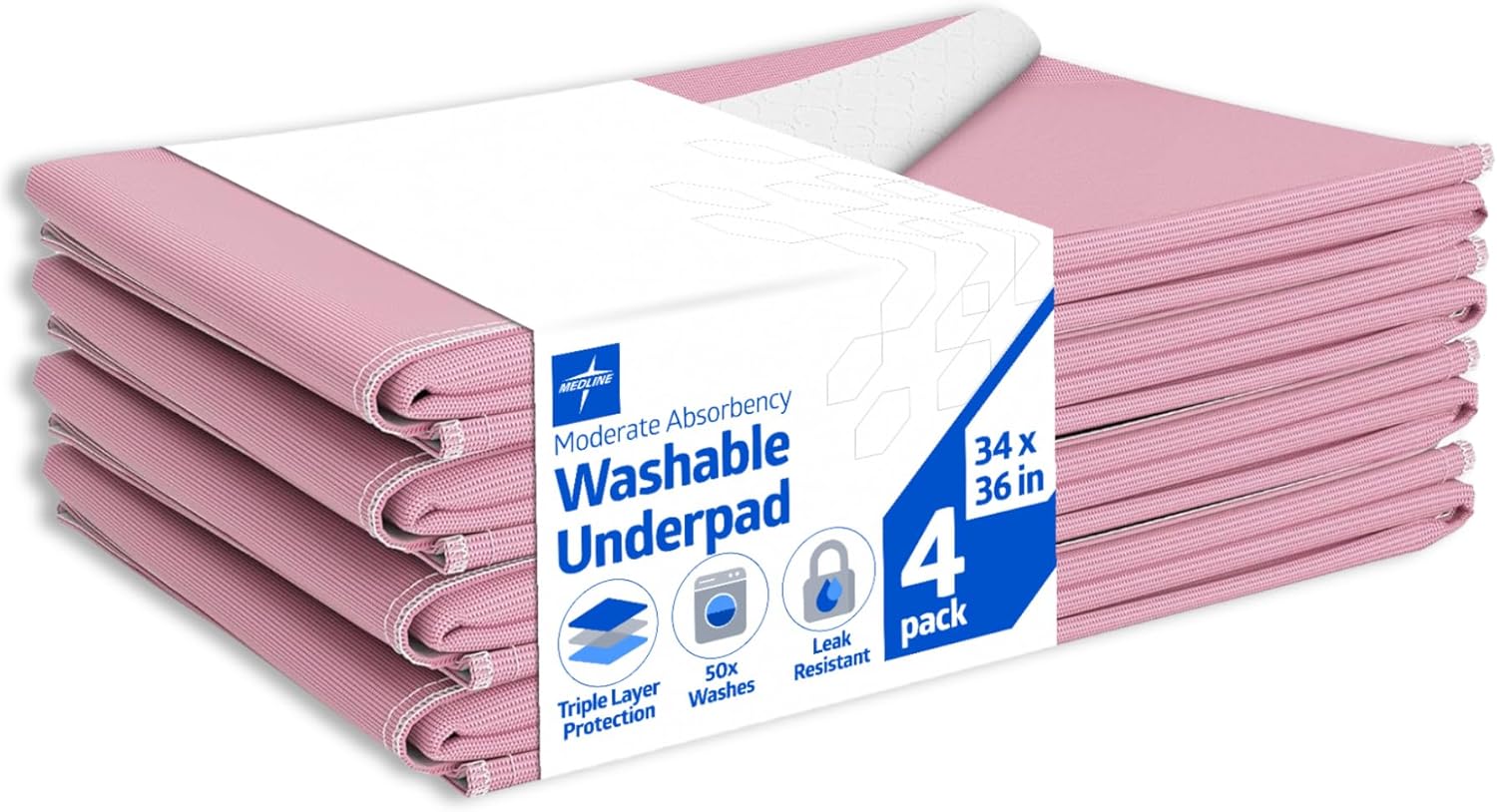 Medline Washable Bed Pads for Incontinence - Large 34 x 36 in